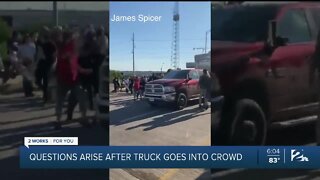 Questions arise after truck goes into crowd