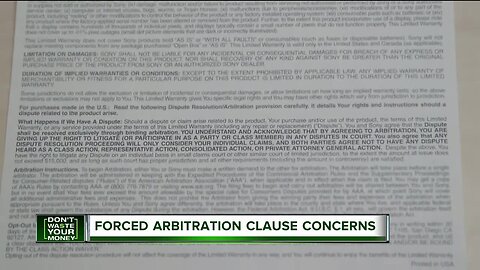 Forced arbitration clause concerns