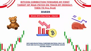 Bearish Bitcoin Analysis: Next Support Levels of 60k then 51k Remain | 3/16/2024