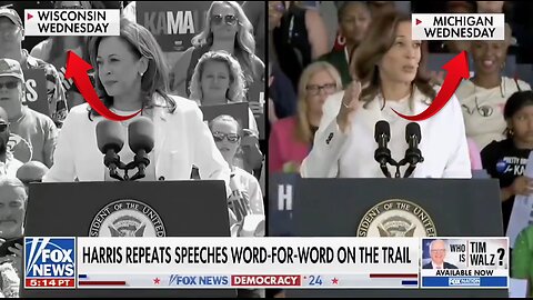 HARRIS REPEATS SPEECH ‘WORD FOR WORD” ON HER CAMPAIGN TRAIL