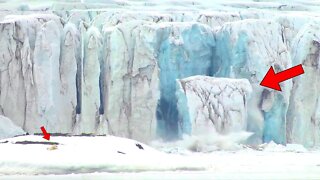 Glacier Calving: Mountain Of Ice Collapses Near Polar Bears