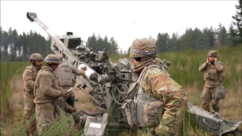 U.S. Army Soldiers Fire 155mm Howitzers