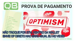 CanalQb - Prova de pagamento do OP da Optimism na Coinbase