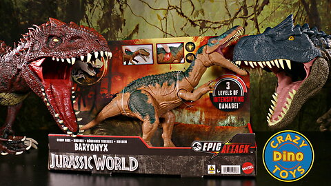 new Chaos Theory Jurassic World Chomp Back Baryonyx Dinosaur Toys unboxed Colossal Allosaurus