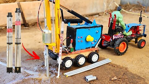 diy tractor mini borewell drilling machine | science project | submersible water pump