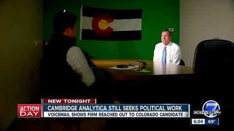 Cambridge Analytica, despite scrutiny, still pitching Colorado political campaigns for business