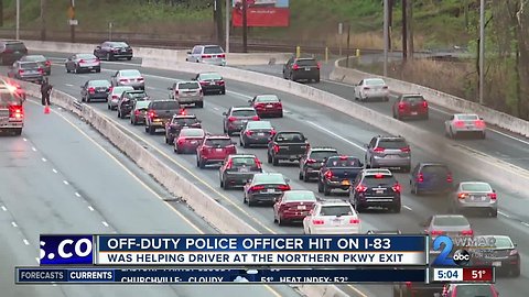 Off-duty officer struck on NB I-83, while trying to help driver, Baltimore Police said
