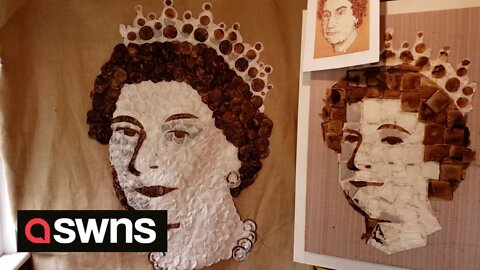 UK artist creates stunning portrait of The Queen made out of a thousand TEABAGS