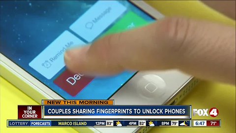 Couples sharing fingerprints to unlock phones