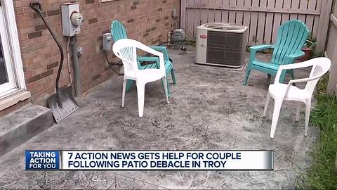 Couple asks 7 Action News for help following Troy patio debacle