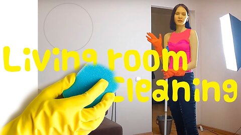mop the floor in the livingroom with rubber gloves