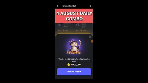 4 AUGUST HAMSTER KOMBAT DAILY COMBO!