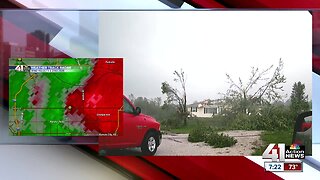 Storm damage in Linwood, Kansas