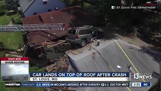 Vehicle lands on roof of house in Saint Louis