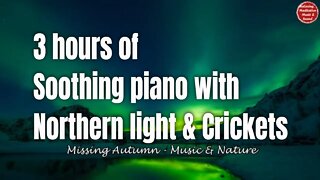 Soothing music with piano and night crickets sound for 3 hours, relaxation music for stress relieve