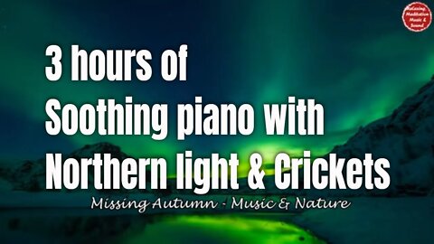 Soothing music with piano and night crickets sound for 3 hours, relaxation music for stress relieve