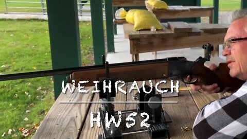 Weihrauch HW52 drop block 22lr target rifle at the range.