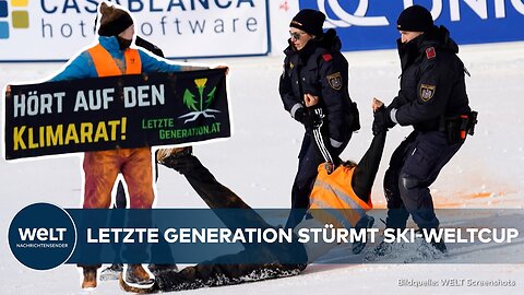 GURGL: LETZTE GENERATION stürmt Ski-Weltcup in Tirol und beschmieren Schnee mit Farbe