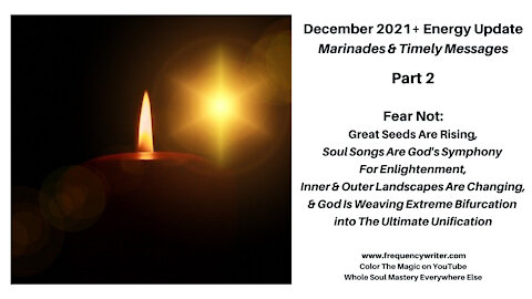 Dec 2021 Marinades: Fear Not, Dark to Light, Napkin Lists, Hows & Whos, & Bifurcation to Unification