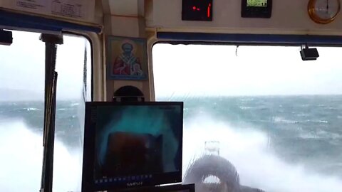 Ship in Storm | Small Tugboat Facing Rough Seas (Black Sea)