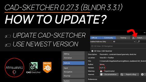 ⚠ How To Update CAD Sketcher - CAD In Blender - Blender CAD Addon
