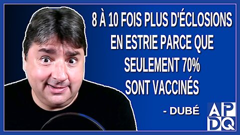 8 à 10 fois plus d'éclosions en Estrie parce que seulement 70% sont vaccinés. Dit Dubé