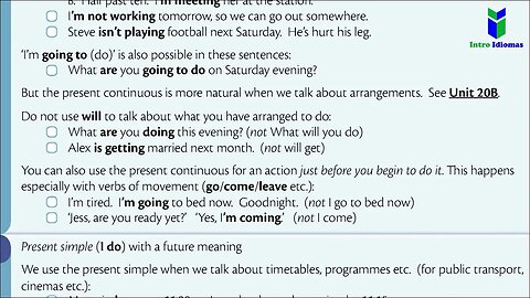019 - ENGLISH GRAMMAR IN USE - Present tenses I am doing - I do for the future - UNIT 19