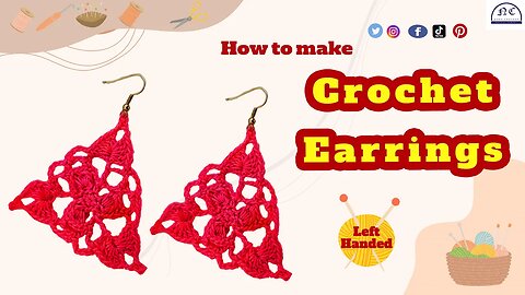 How to make crochet triangle earrings ( Left - Handed ) with the pattern