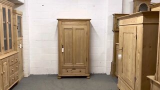 Tall Slim Danish Antique Pine Cupboard Wardrobe (V0408D) @Pinefinders Old Pine Furniture Warehouse