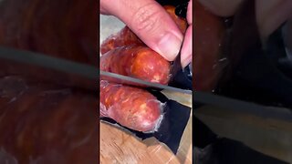 Cutting crinkle sausage ASMR