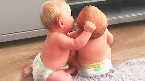 Twin Babies Adorable Moments - Twin Baby Bathing On Pool Funny Moment