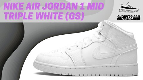 Nike Air Jordan 1 Mid Triple White (GS) - 554725-130 - @SneakersADM
