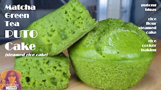 Matcha Green Tea Puto Cake | How To Make Steamed Rice Cake | EASY RICE COOKER CAKE RECIPES