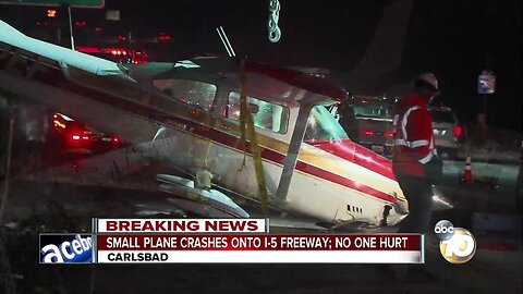 Small plane crashes onto I-5 freeway; no one was hurt