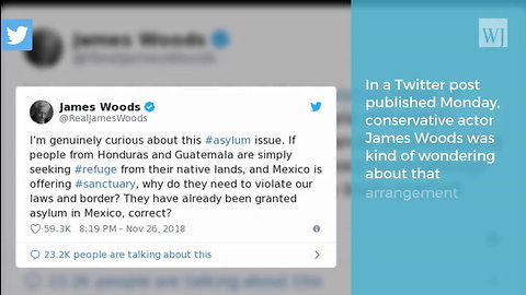 James Woods Stumps Democrats, Media, and Hollywood With Honest Asylum Question: Why Can’t Caravanners Seek Asylum in Mexico?