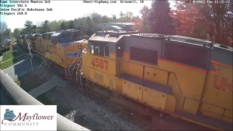 IAIS 711 & 705 Leading EB 3 UP Locos and a Passenger Cars at Grinnell & West Liberty, IA on 10-20-22