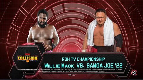 AEW Collision Samoa Joe vs Willie Mack for the ROH World Television title