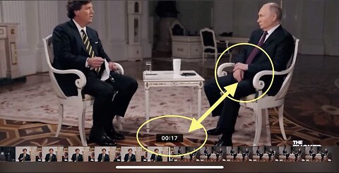 At exactly :17 seconds into the interview, Putin takes off his black leather-band WATCH