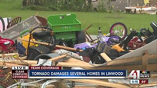 Apparent tornado rips through Linwood, cutting off power and destroying homes
