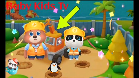 Baby Panda Construction Team 🏖🏠|| Kids Cartoon Excavator || Kids videos