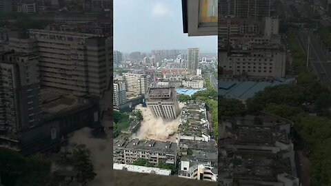 Landmark of Yueyang City in Hunan Province in China Demolished by Directional Blasting