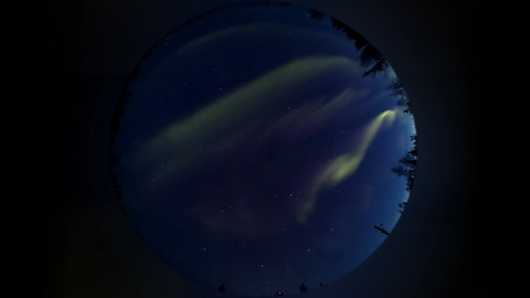 Northern lights of all colors in the moonless sky