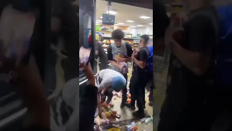 South Los Angeles: A large mob of looters was caught on video bum-rushing a gas station in Compton..