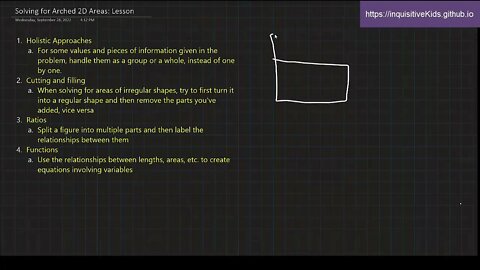 6th Grade Solving for Arched 2D Areas: Lesson