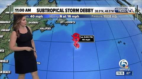 Subtropical Storm Debby forms in the North Atlantic