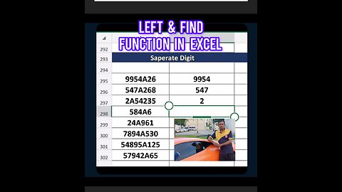 Left & Find Function in Excel