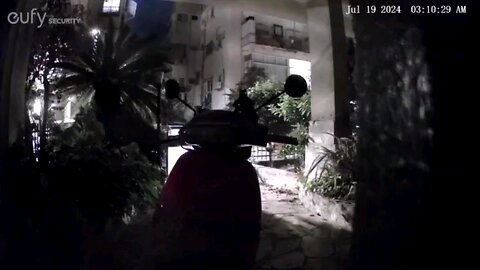 Update: A doorbell camera in the heart of Tel Aviv recorded the initial impact of the suicide drone.