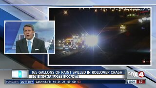 165 gallons of paint spilled in I-75 crash in Charlotte County
