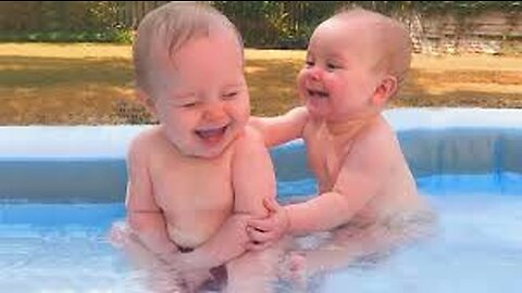 Funny Twins Babies Playing Together