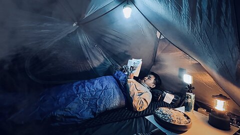 COZY HOT TENT CAMP IN COLD WEATHER • COZY CAMPING ASMR